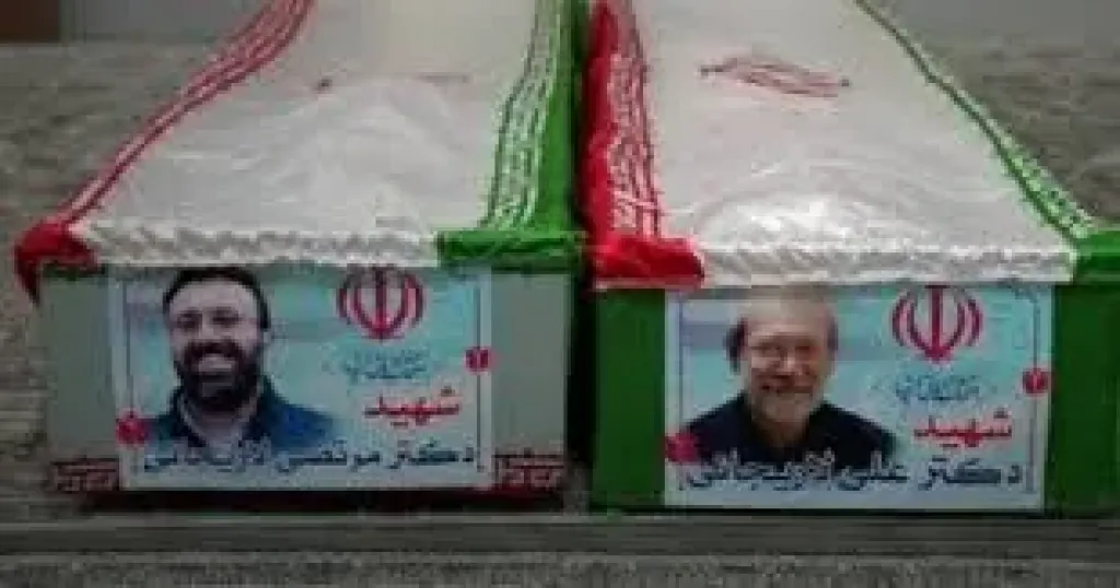 طهران تشيع علي لاريجاني ونجله وقائد قوات الباسيج