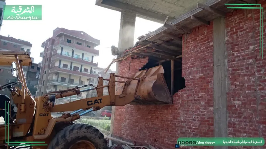 محافظ الشرقية :إزالة ١٢٩ حالة تعدي بالبناء المخالف