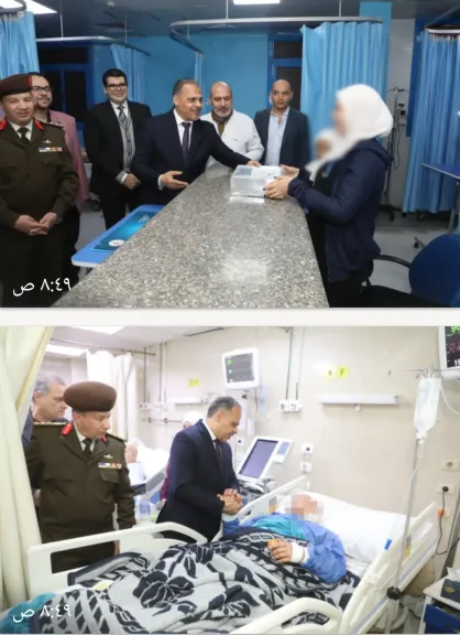 محافظ الشرقية يزور مرضى مستشفيي المبرة والزقازيق العام لتهنئتهم بعيد الفطر