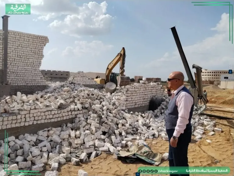 إزالة ٢٠حالة تعدي بالبناء المخالف على الأراضي الزراعية بمحافظة الشرقية