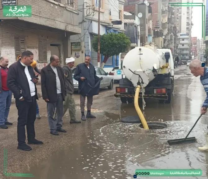محافظ الشرقية التنسيق بين المراكز  مياه الشرب وغرف العمليات للانتهاء من تراكمات المياة