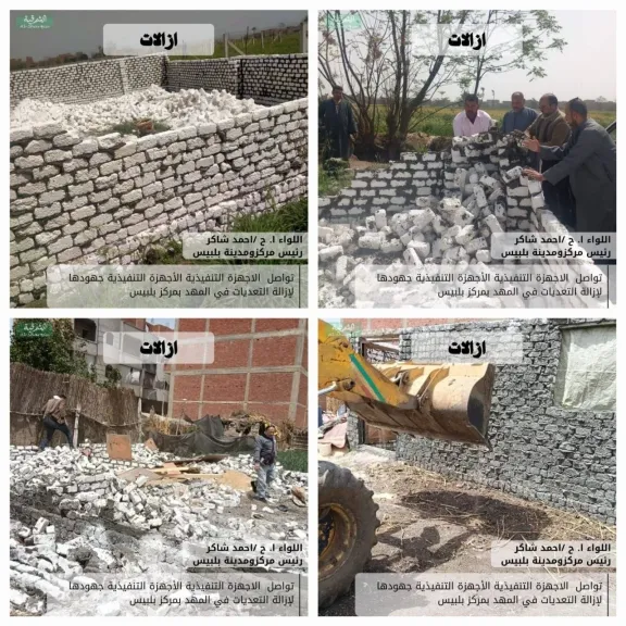 ازالة 22 حالة تعدى بالبناء المخالف بمحافظة الشرقية