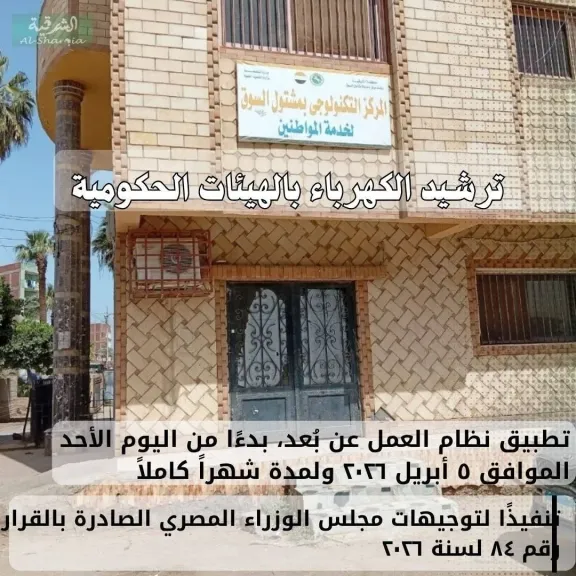 محافظ الشرقية:تطبيق العمل عن بُعد ضمن استراتيجية الدولة للتحول الرقمي