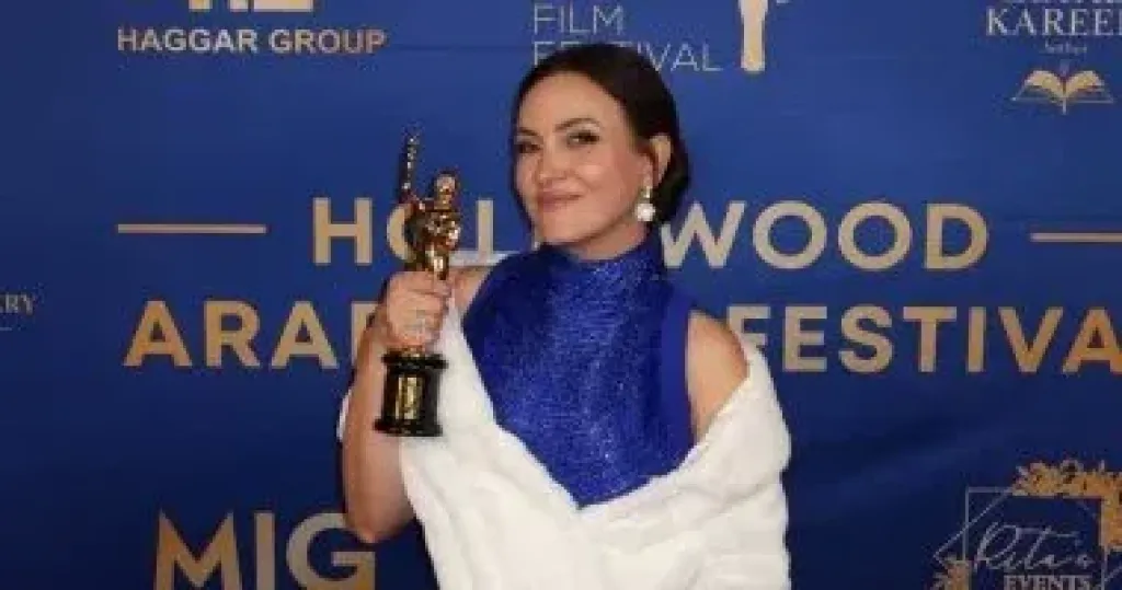 ريهام عبد الغفور بعد تكريمها بمهرجان Hollywood Arab Film: كرم من ربنا كبير