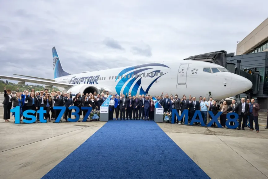مصر للطيران تتسلّم أول طائرة بوينج B737-8 MAX ضمن خطة تحديث الأسطول
