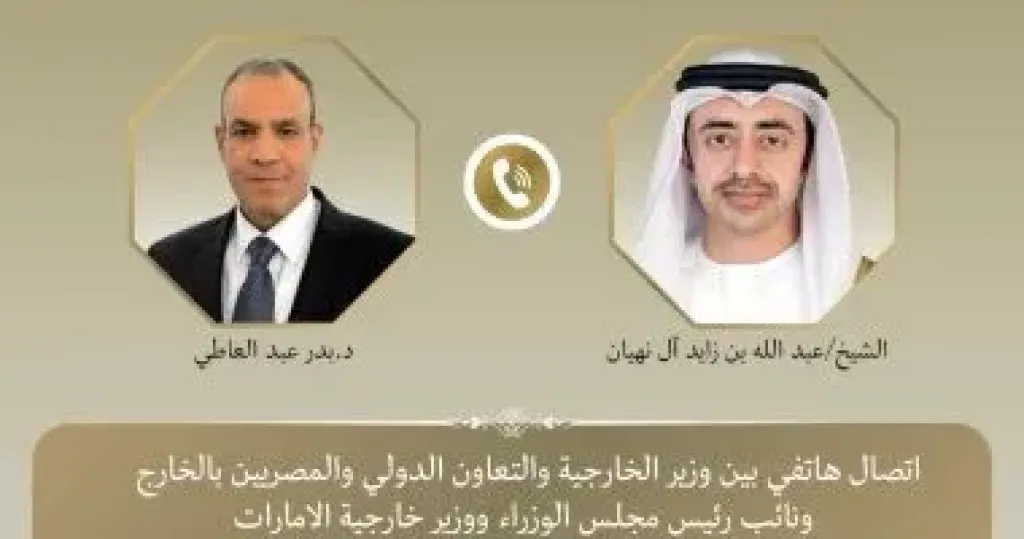 وزير الخارجية يبحث مع نظيره الإماراتي جهود خفض التصعيد ويدين استهداف محطة براكة