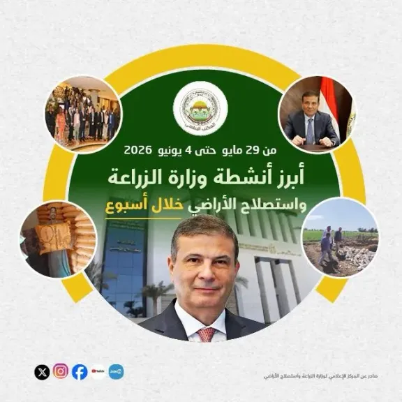 ”الزراعة” تستعرض جهودها في دعم المزارعين وتحقيق الأمن الغذائي خلال الاسبوع الاول من يونيو الجاري