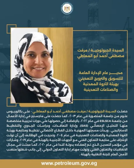 مرفت أبوالمعاطي مديراً عاماً للتسويق والترويج التعديني