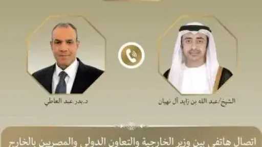 وزير الخارجية يبحث هاتفيا مع نظيره الإماراتي التطورات الإقليمية