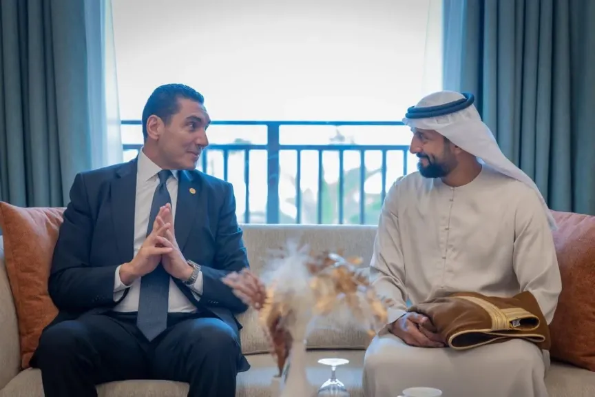 وزير الشباب والرياضة يلتقي وزير الدولة لشئون الشباب بدولة الإمارات على هامش الملتقى العربي الأول بالمغرب