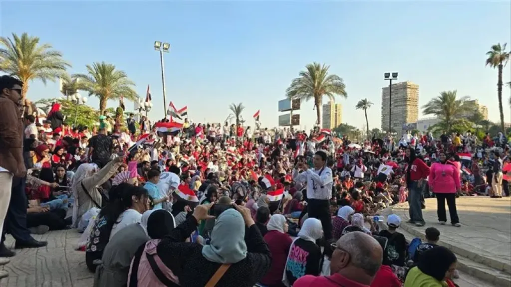 فرحة جماهير مصر في مركز شباب الجزيرة بعد الهدف الأول بشباك الأرجنتين