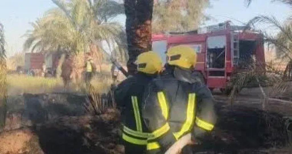 السيطرة على حريق قرية القصر فى الداخلة.. ونجاح جهود الإخماد والتبريد