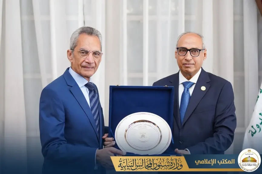 وزير شئون المجالس النيابية يهنئ رئيس مجلس الدولة بتوليه منصبه