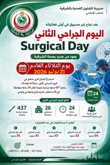 صحة الشرقية :الثلاثاء القادم يوم جراحي «Surgical Day» بالمحافظة