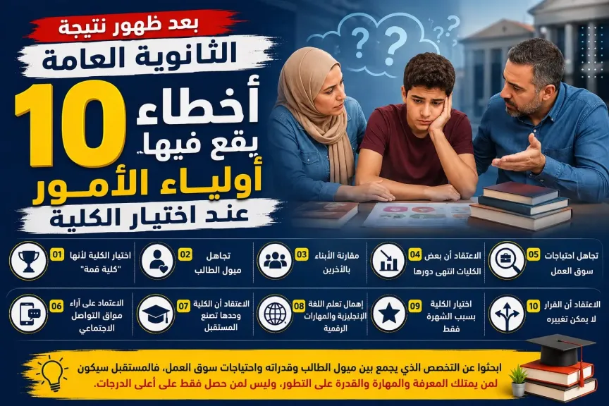 قبل موعد تنسيق الجامعات ...10 أخطاء يقع فيها أولياء الأمور