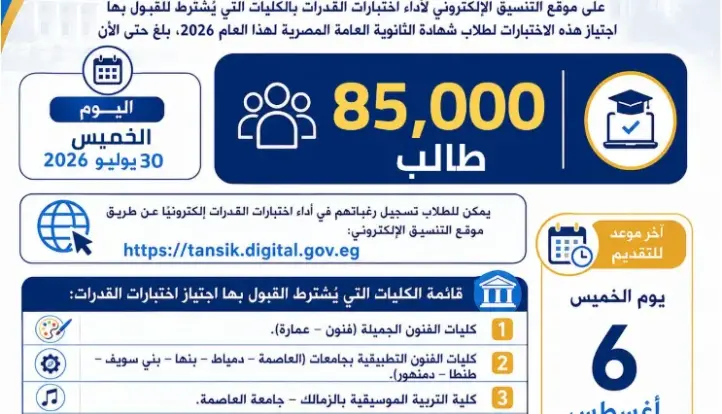التعليم العالي: 85 ألف طالب يسجلون لأداء اختبارات القدرات