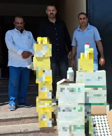 ضبط 450 عبوة مبيدات زراعية منتهية الصلاحية و 100 عبوة مجهولة المصدر بحوش عيسى