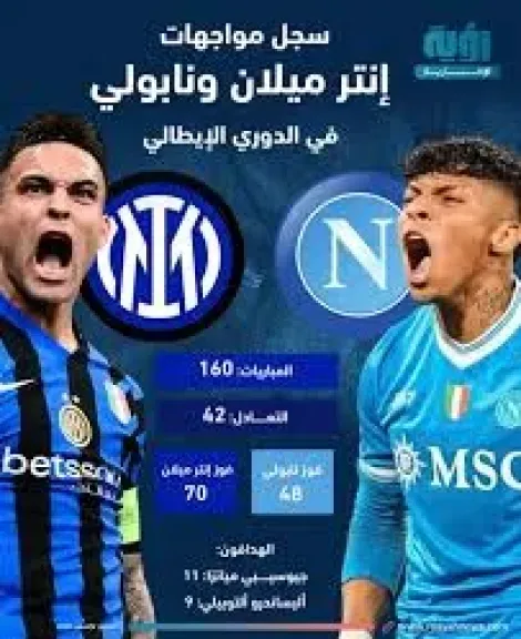 الدوري الإيطالي، إنتر ميلان ونابولي يتعادلان سلبيًا في الشوط الأول