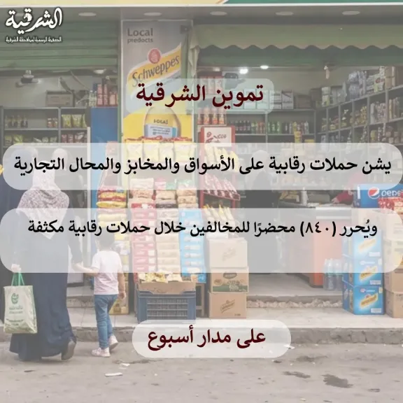 تموين الشرقية يحرر٨٤٠محضرًا للمخالفين خلال حملات رقابية مكثفة  فى أسبوع