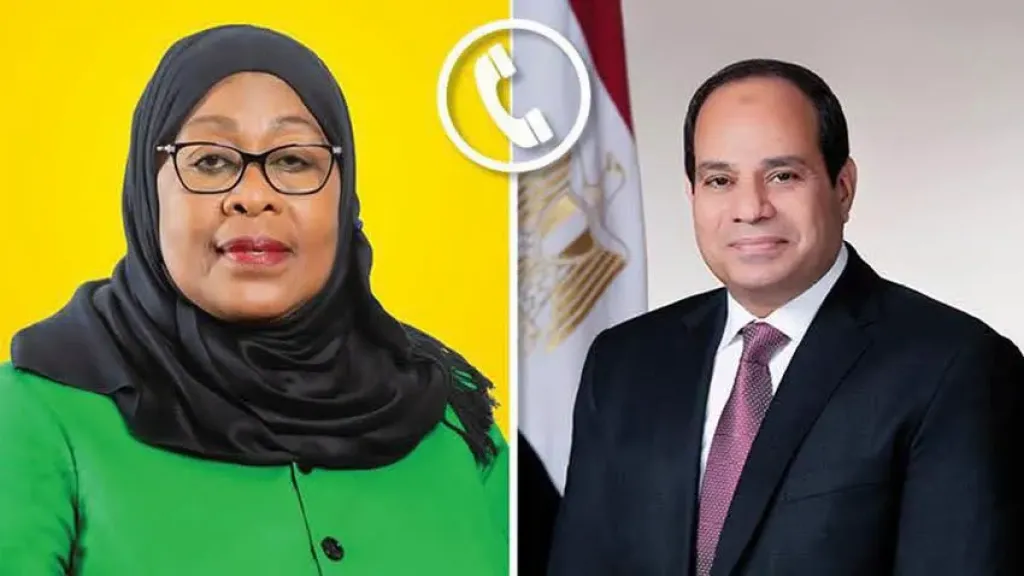الرئيس السيسي يجري اتصالًا هاتفيًا برئيسة تنزانيا ويعرب عن خالص التعازي في وفاة زوجها