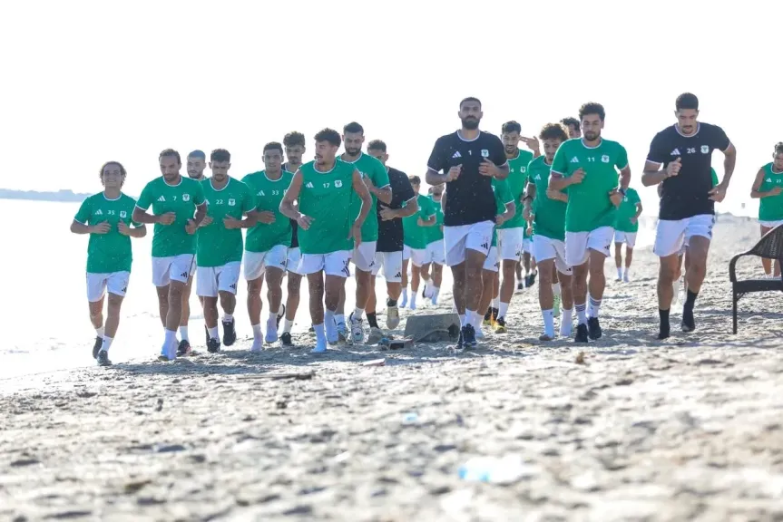 مران بدني مكثف للمصري على شاطئ بورفؤاد