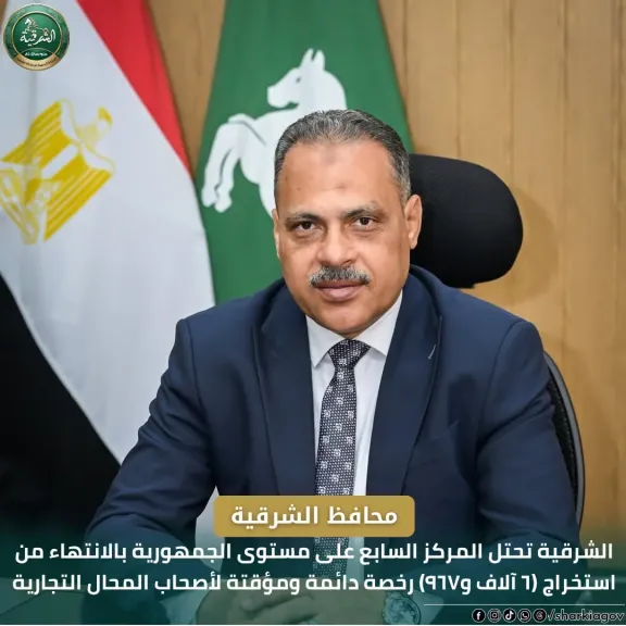 الشرقية تحتل المركز السابع بالانتهاء من استخراج ٦ آلاف و٩٦٧ رخصة دائمة