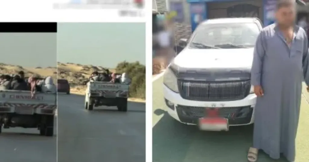 كشف ملابسات فيديو نقل عمال أعلى صندوق سيارة بالشرقية وضبط السائق
