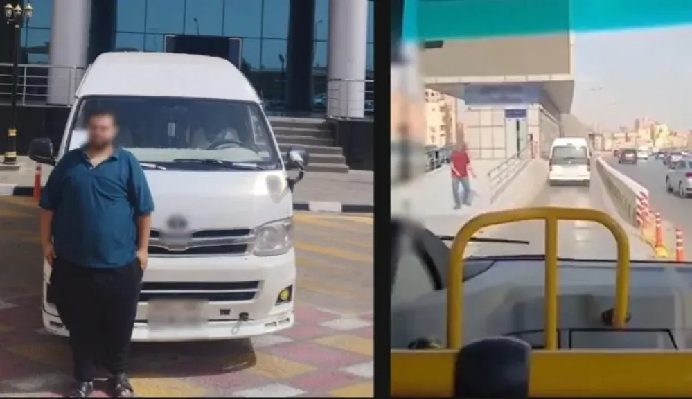 ضبط سائق ميكروباص سار عكس الاتجاه في مسار الأتوبيس الترددي بالطريق الدائري