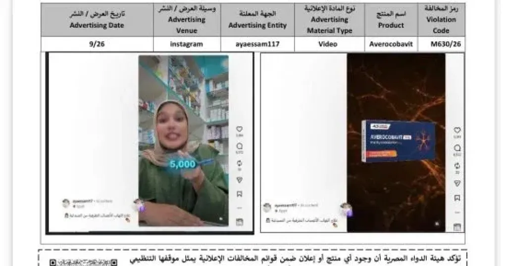 هيئة الدواء تحذر من 3 إعلانات غير مرخصة لمنتجات «Basalin» و«Averocobavit» و«Ezoko»