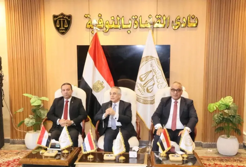 محافظ المنوفية ووزير العدل يفتتحان مكتب الشهر العقاري والتوثيق  ويضعان حجر الأساس للفرع الجديد لنادي القضاة