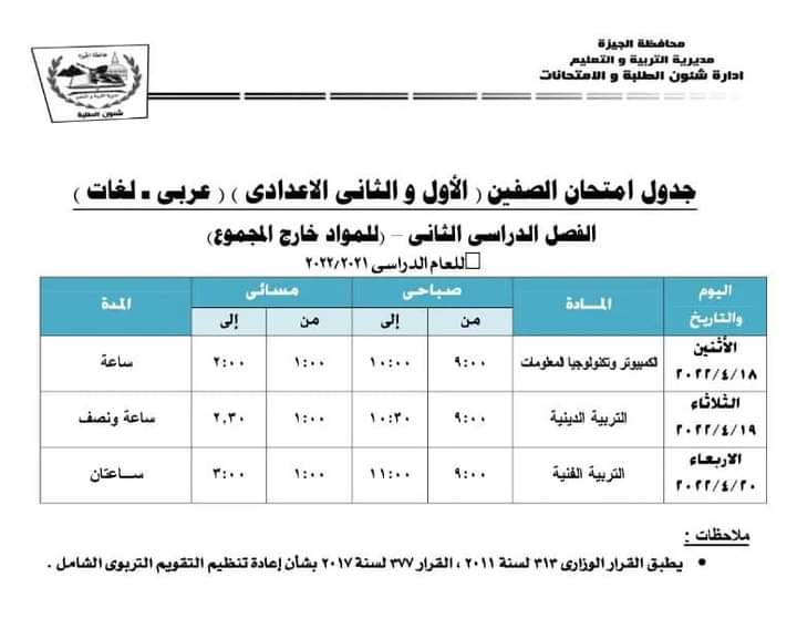 امتحانات الجيزة