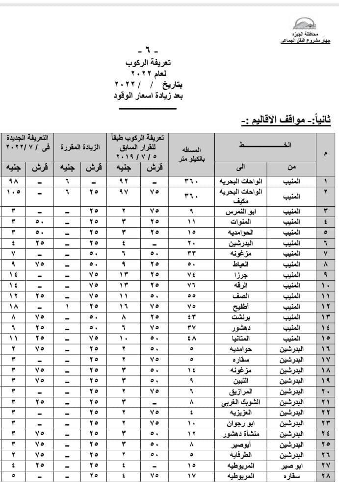 تعريفة الركوب