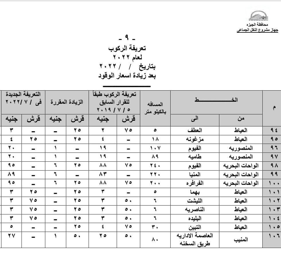 تعريفة الركوب